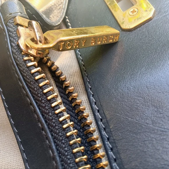 Tory Burch Dark Gray Genuine Leather Top Handle Frame Hinge Top Satchel Bag - Picture 2 of 13